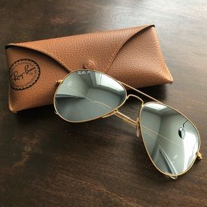 RayBanP Aviators-gold frame-reflective silver lens